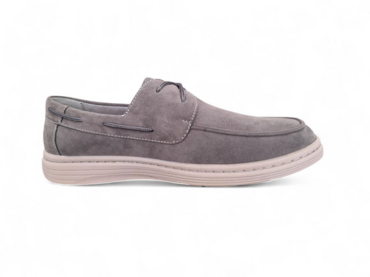 Pantofi piele intoarsa gri