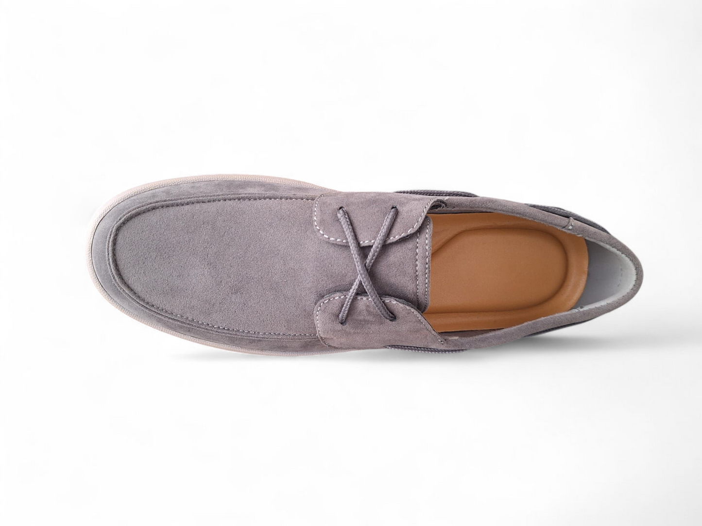 Pantofi piele intoarsa gri