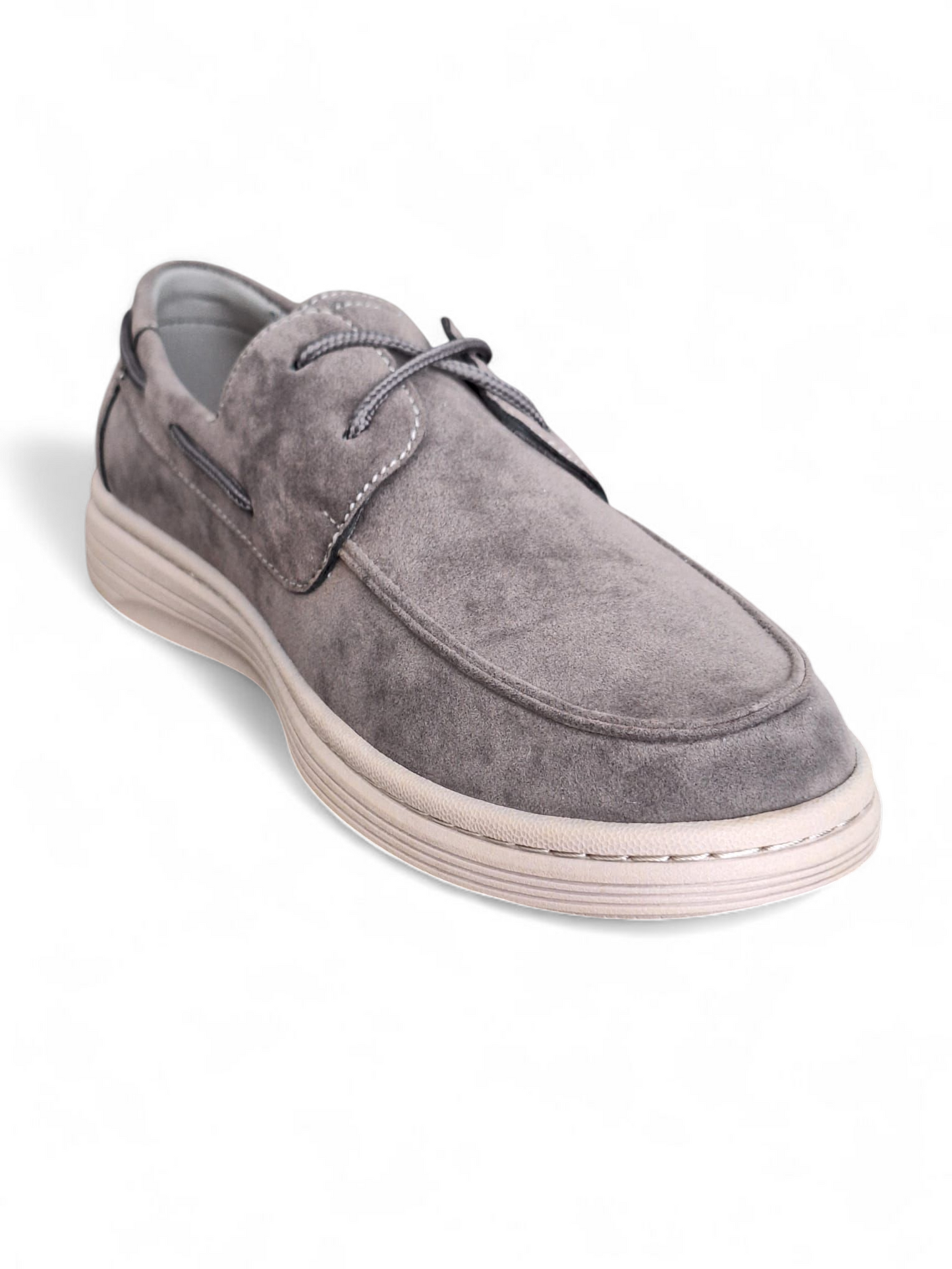 Pantofi piele intoarsa gri